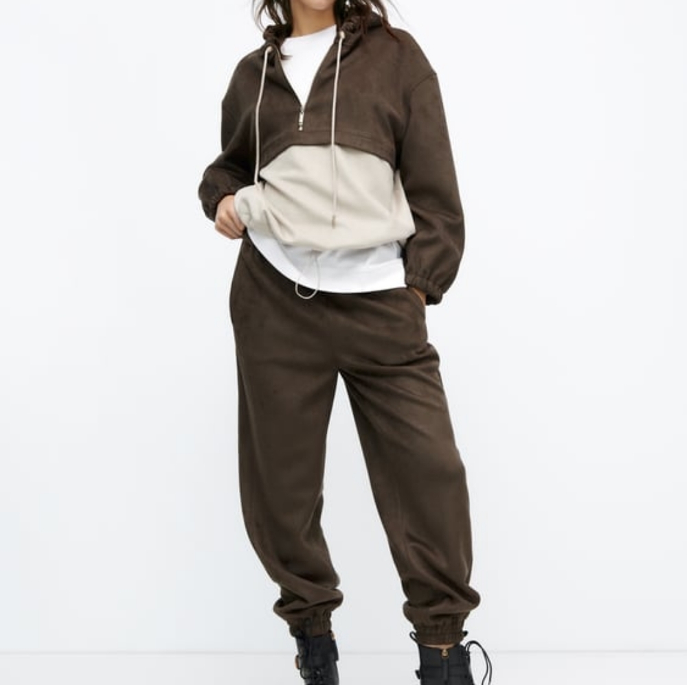 Zara Faux Suede Jogger Pants
